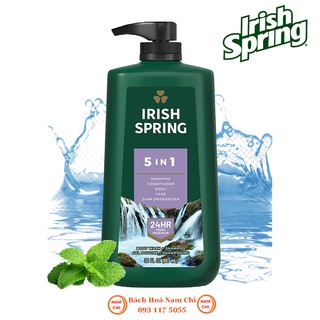 [MẪU MỚI 887ML] Sữa Tắm Gội Toàn Thân Nam IRISH SPRING 5IN1 946ML - Hàng Mỹ