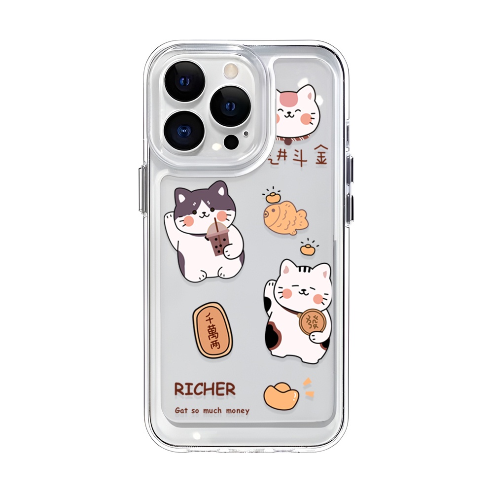 Ốp Điện Thoại Trong Suốt Hình Mèo May Mắn Cho iphone 14 Plus 11 13promax 12 7Plus X XS Max 7 8 SE 2020
