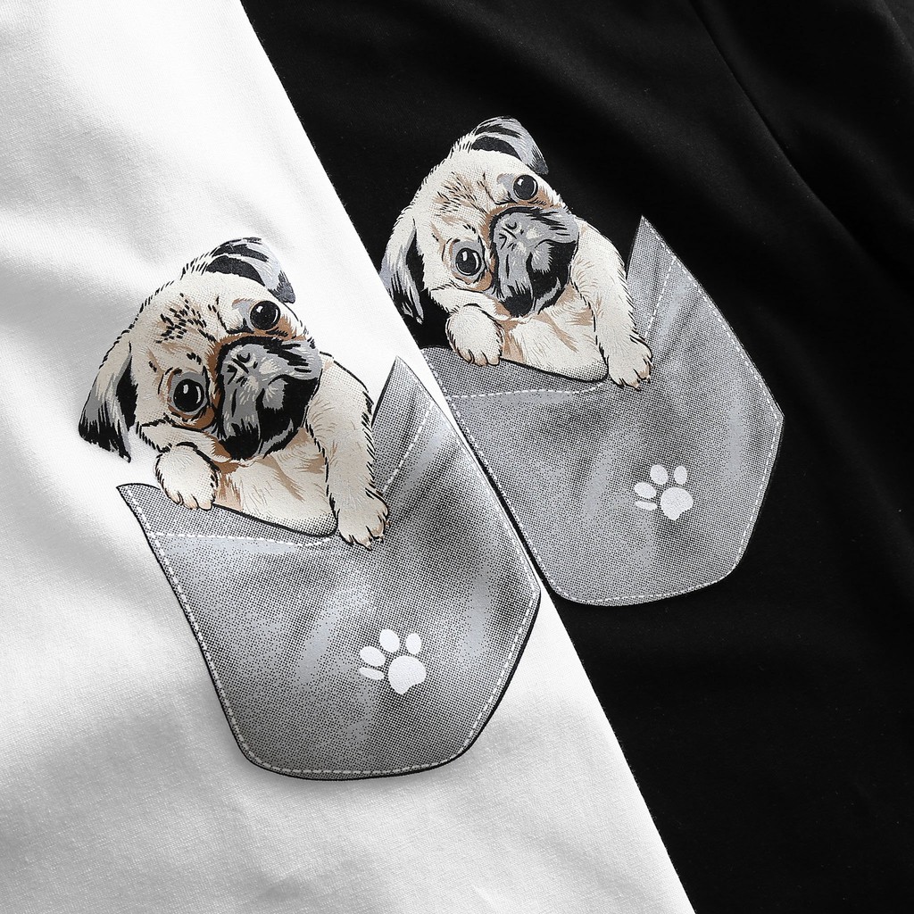 Áo thun nam Double'D họa tiết chú Pug Double'D form slim fit tay ngắn TSC