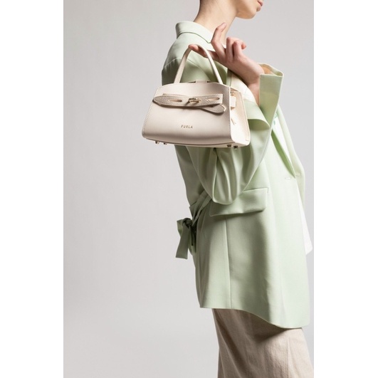 TNS - Túi xách da mềm thắt nơ Fulia mini top handle-màu trắng kem