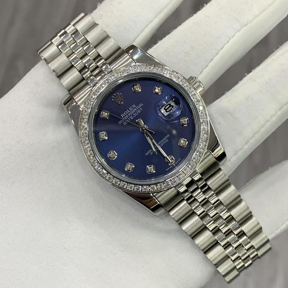 Đồng hồ Nam Rolex máy nhật vành đá dòng cơ Automatic size 38mm vỏ trắng