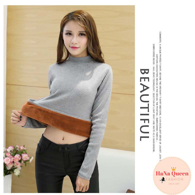 [Xả Kho] Áo len nữ lót lông cổ ba phân | BigBuy360 - bigbuy360.vn