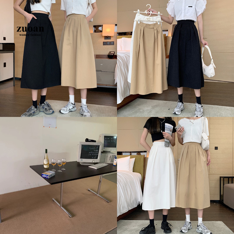 SUXI Chân Váy Chữ A Lưng Cao Nhiều Màu