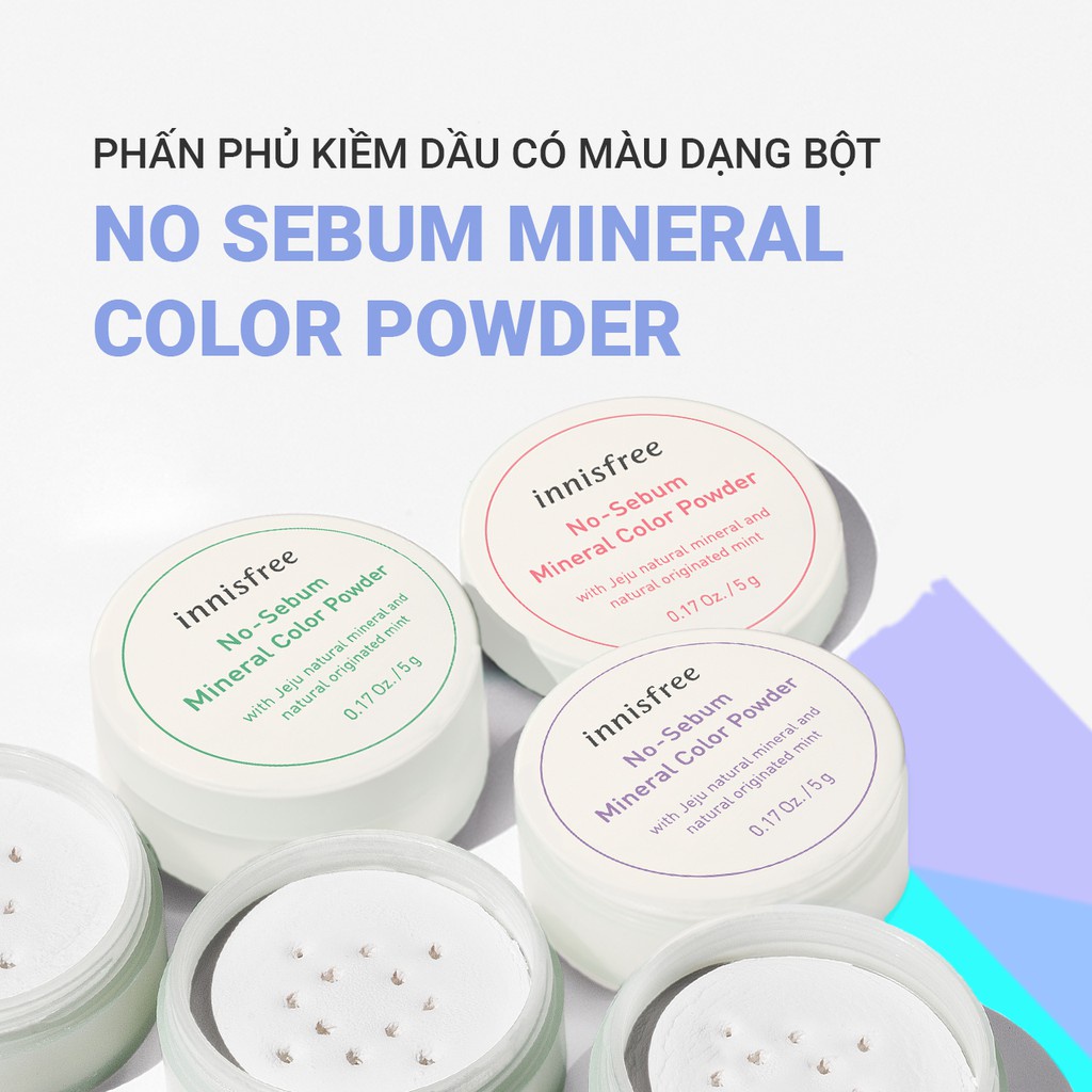 [Mã COSIF05 giảm 10% đơn 400K] Phấn phủ kiềm dầu dạng bột khoáng có màu innisfree No Sebum Mineral Color Powder 5g