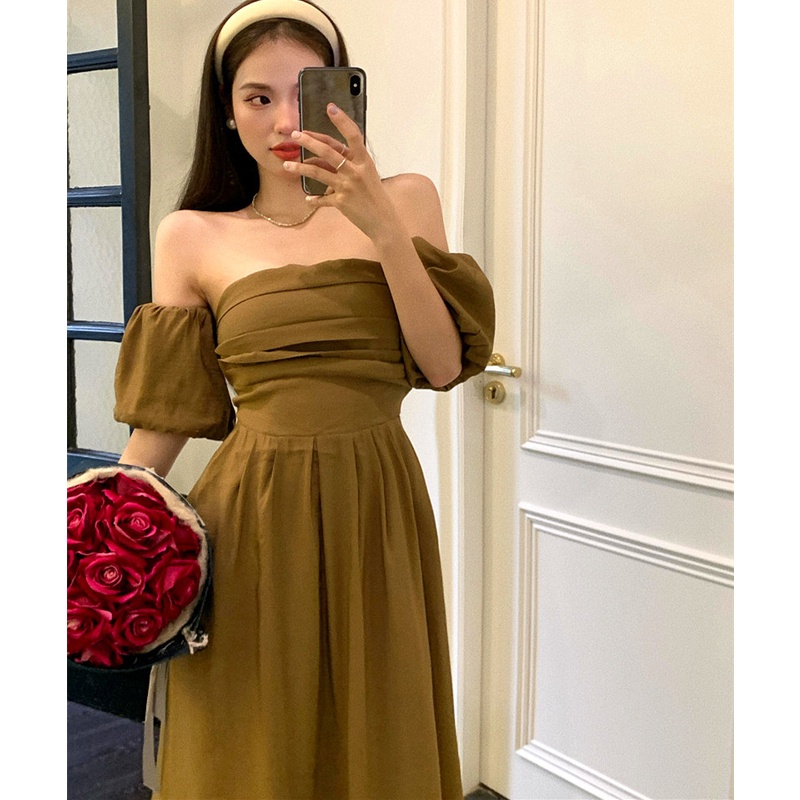 Đầm Maxi Tay Ngắn Trễ Vai Thời Trang Mùa Hè Quyến Rũ Cho Nữ