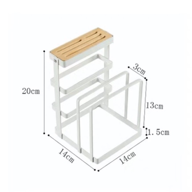 Kệ để dao thớt đa năng phong cách tối giản trắng phối gỗ