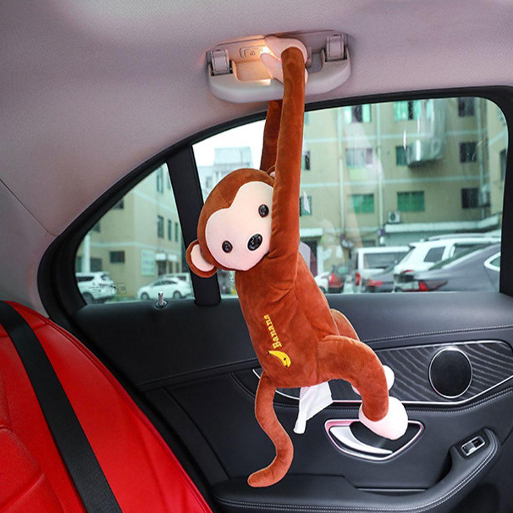 Hộp Đựng Khăn Giấy Hình Khỉ Hoạt Hình Gắn Sau Ghế Xe Hơi