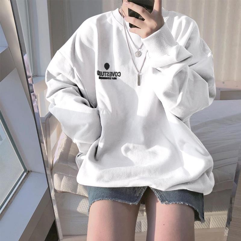 Áo hoodie nữ form rộng dài tím đen trắng vải nỉ chất đẹp hàng quảng châu BST áo thu đông unisex Ulzzang 2020