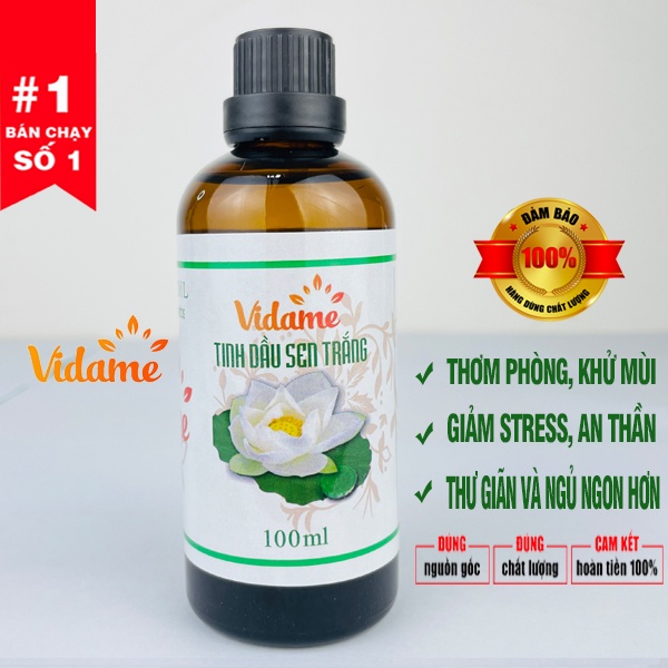 Tinh Dầu Sen Trắng 100ML VIDAME  Hàng Cao Cấp Nhập Khẩu ẤN, hương hoa sen thơm mát, xông phòng, thư giãn