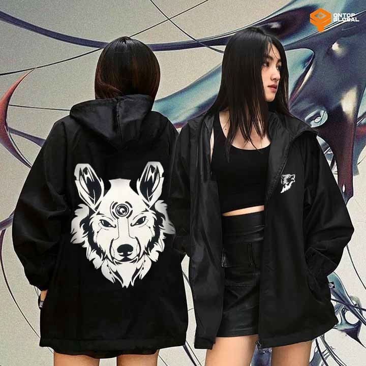 Áo Khoác Nam Nữ, Áo Khoác Dù Form Rộng in Phối Hình Đầu Sói Phản Quang Siêu Chất ĐT01 [NewUnisex]