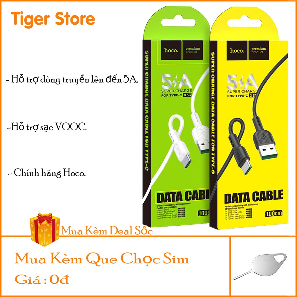 Dây sạc nhanh Hoco X33 hỗ trợ sạc Nhanh Type-C Hỗ Trợ Nguồn 5A - Tigerstoree