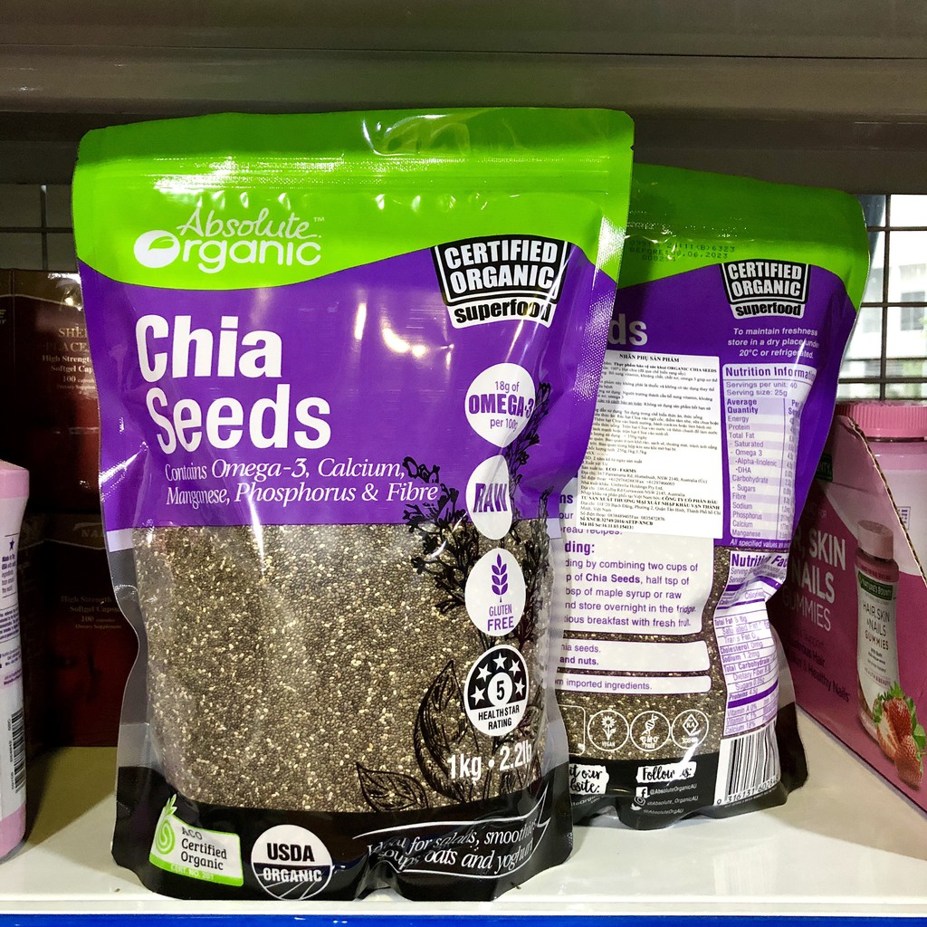 [CÓ NHÃN PHỤ]1kg Hạt Chia Tím Úc Organic Chia Seeds