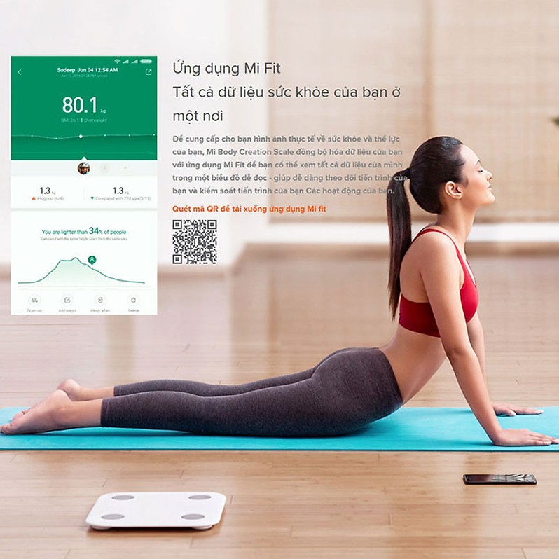 Cân Điện Tử Thông Minh Xiaomi Body Fat 2 (Phiên bản đo được thể chất)