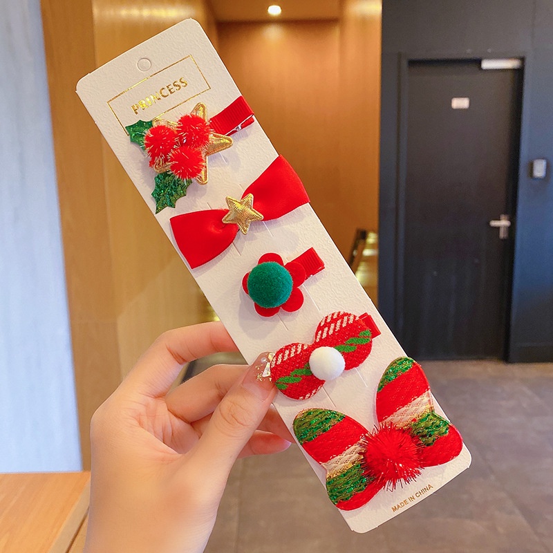 Set kẹp tóc mỏ vịt  phong cách Giáng Sinh đáng yêu dành cho bé gái