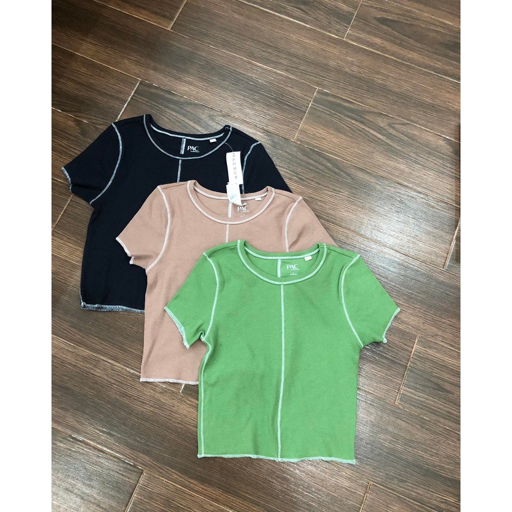 Áo Thun Pacsun Gân Nhỏ Viền Chỉ Nổi - LILAC