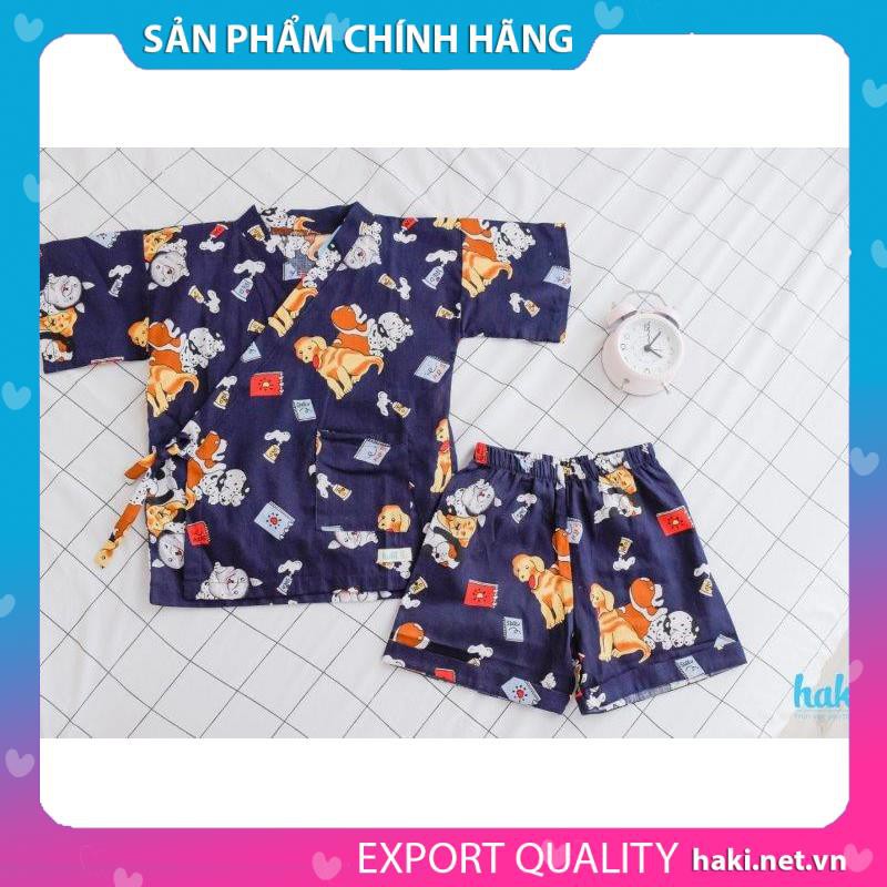 Bộ Yukata - xanh than (chó con), quần áo hè cho bé Haki HK159