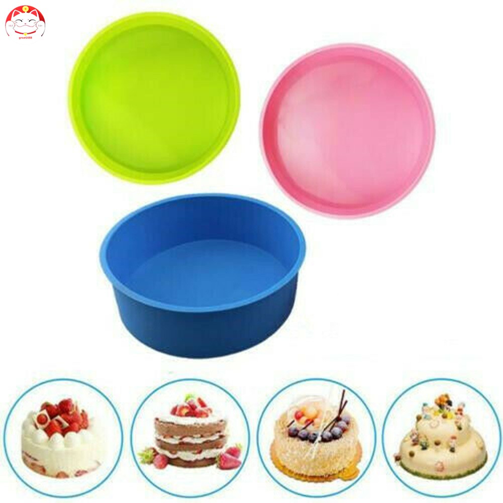 Khay Nướng Bánh Chống Dính Hình Tròn Bằng Silicon Kích Thước 10.16 / 15.24 / 20.32 cm