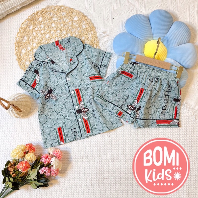 [ 20Kg - 35KG ] Đồ Bộ Mặc Nhà Pijama Lụa Cao Cấp Tay Ngắn Cho Bé