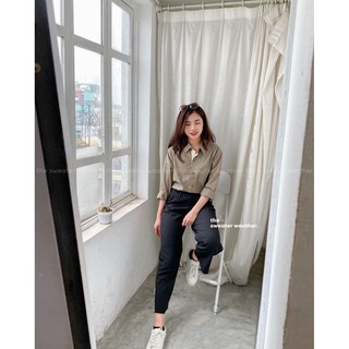 Áo sơ mi thô trơn viền nẹp