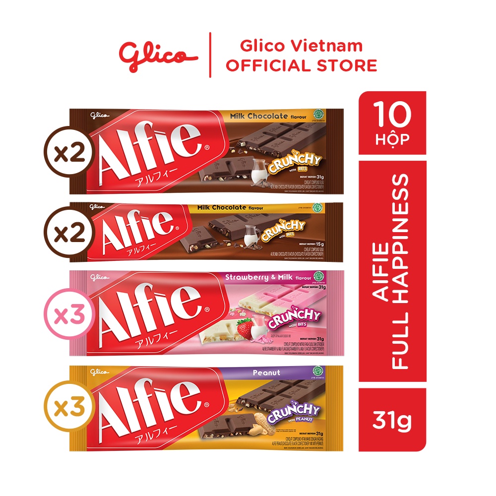 Socola dạng thanh GLICO Alfie (Combo 10 thanh mix vị)