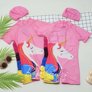 Đồ Bơi Bé Gái Liền Mảnh Hình Ngựa Pony + Nón