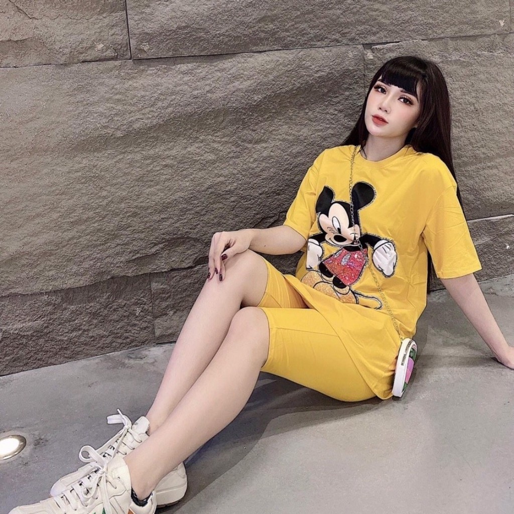 Đồ bộ nữ chất cotton 100% co dãn đanh mịn Mickey MIC004 quần ngố lửng | BigBuy360 - bigbuy360.vn