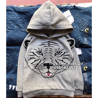 Áo nỉ hoodie hổ xám bé trai