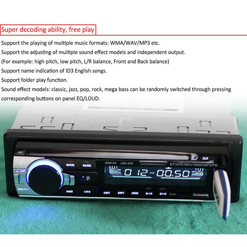 Máy Nghe Nhạc MP3 USB SD/AUX-IN/FM Radio 1 Trong 1 Trên Xe Hơi