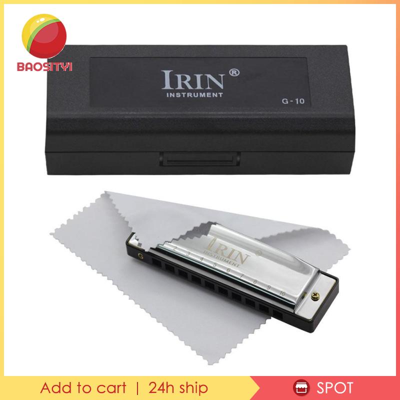 [Baosity1] Kèn Harmonica 10 Lỗ Cao Cấp Có Hộp Đựng Chìa Khóa