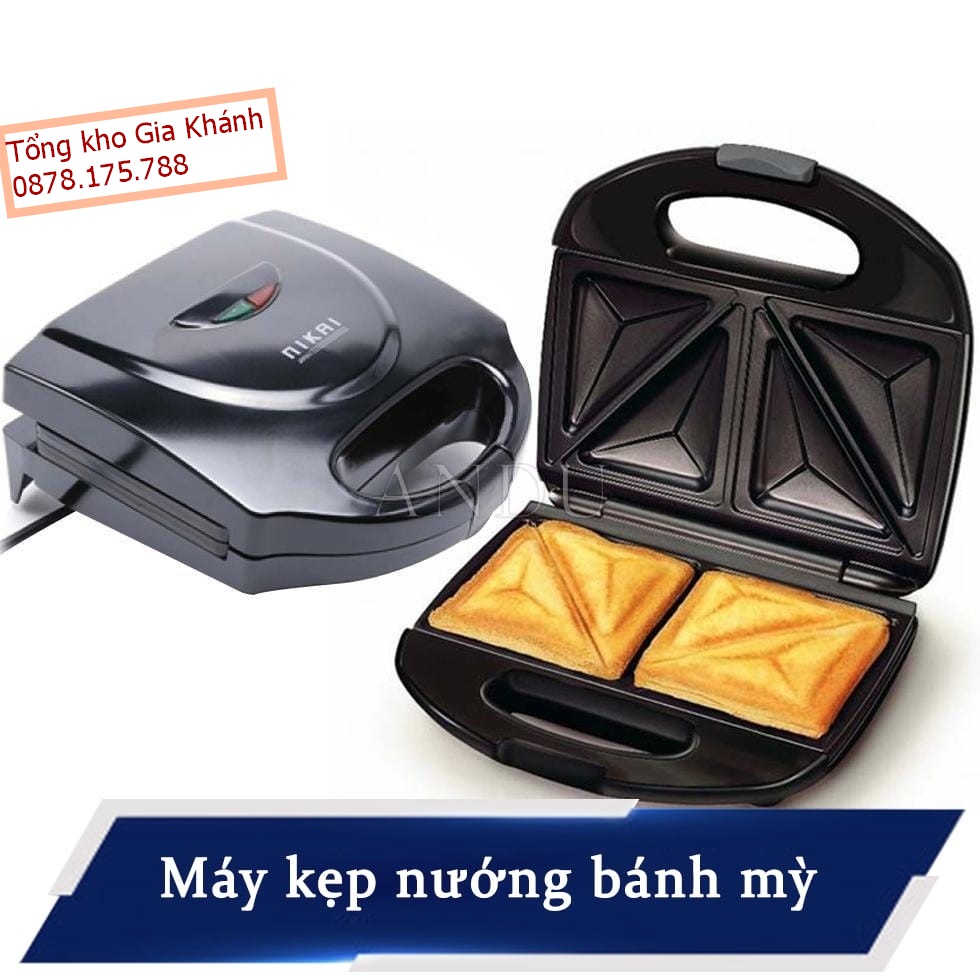 Máy Làm Bánh Mì Mini, Nướng Thịt Tự Động, Máy Kẹp Ép Nướng Bánh Mì Tại Gia Nikai