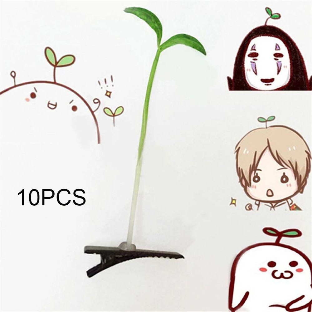 Set 10 Kẹp Tóc Cỏ Mini Trang Trí Hình Hạt Đậu Cho Bé