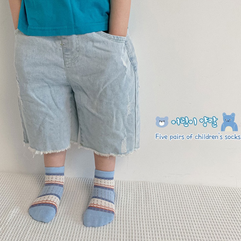 Set 5 đôi tất cotton KokoroCare MSW-05 mỏng in hình gấu cho trẻ em 1-12 tuổi