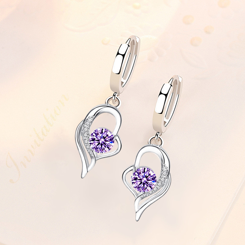 1 Pair Korean Rhinestone Crystal Pierced Dangle Earrings/ Ladies Elegant Hollow Waterdrop Lady Dangle Earrings/ Ear Jewelry Accessories