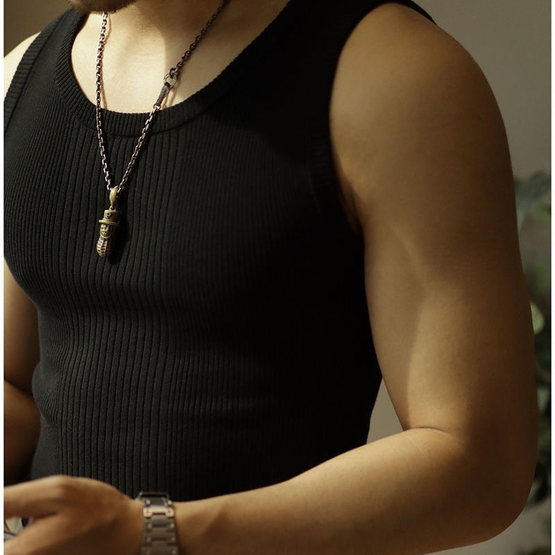 Áo Thun Cotton Dệt Kim Không Tay Phong Cách Retro Dành Cho Nam