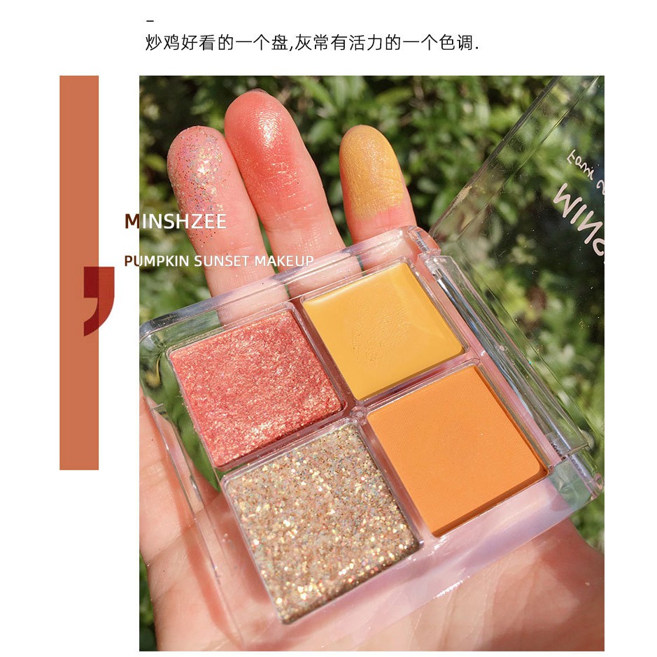 [Hàng mới về] Bảng Phấn Mắt 4 Màu Sắc Hiệu Ứng Lì / Ánh Nhũ Lấp Lánh Thời Trang | BigBuy360 - bigbuy360.vn