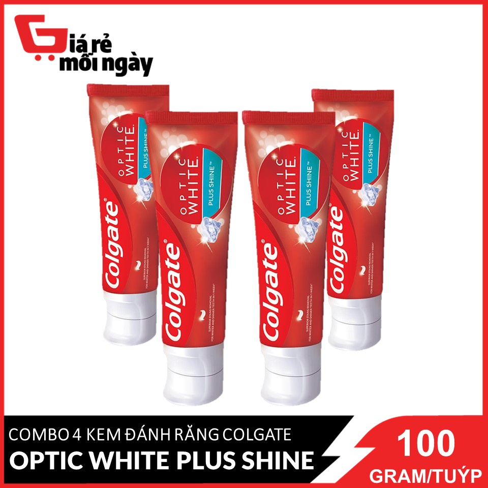COMBO 4 tuýp kem đánh răng Colgate Optic White Làm trắng và sáng răng 110gX4
