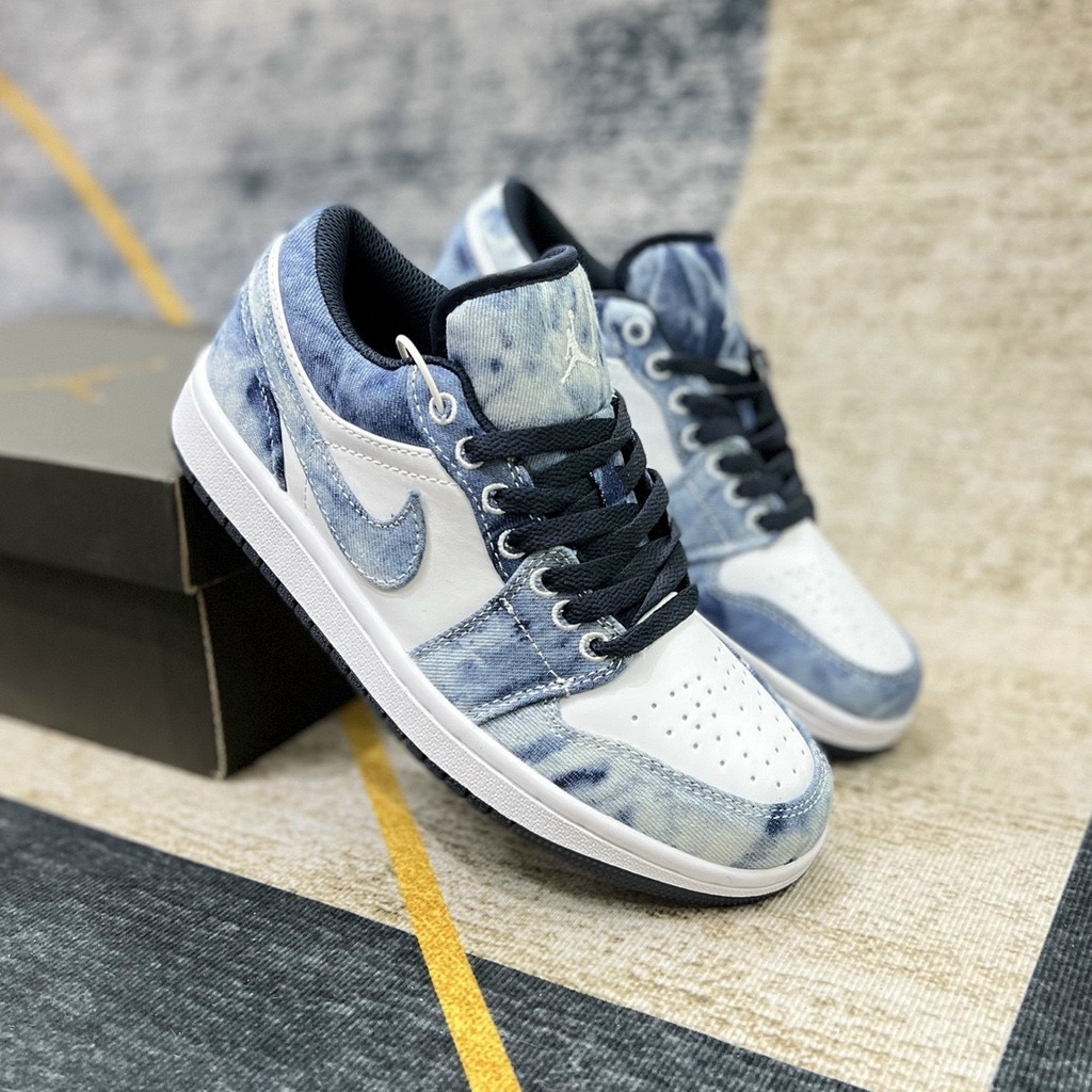 Giày Sneaker Jordan Low Vải Bò Cao Cấp, Giày Thể Thao Jd cổ thấp Xanh  Full Box