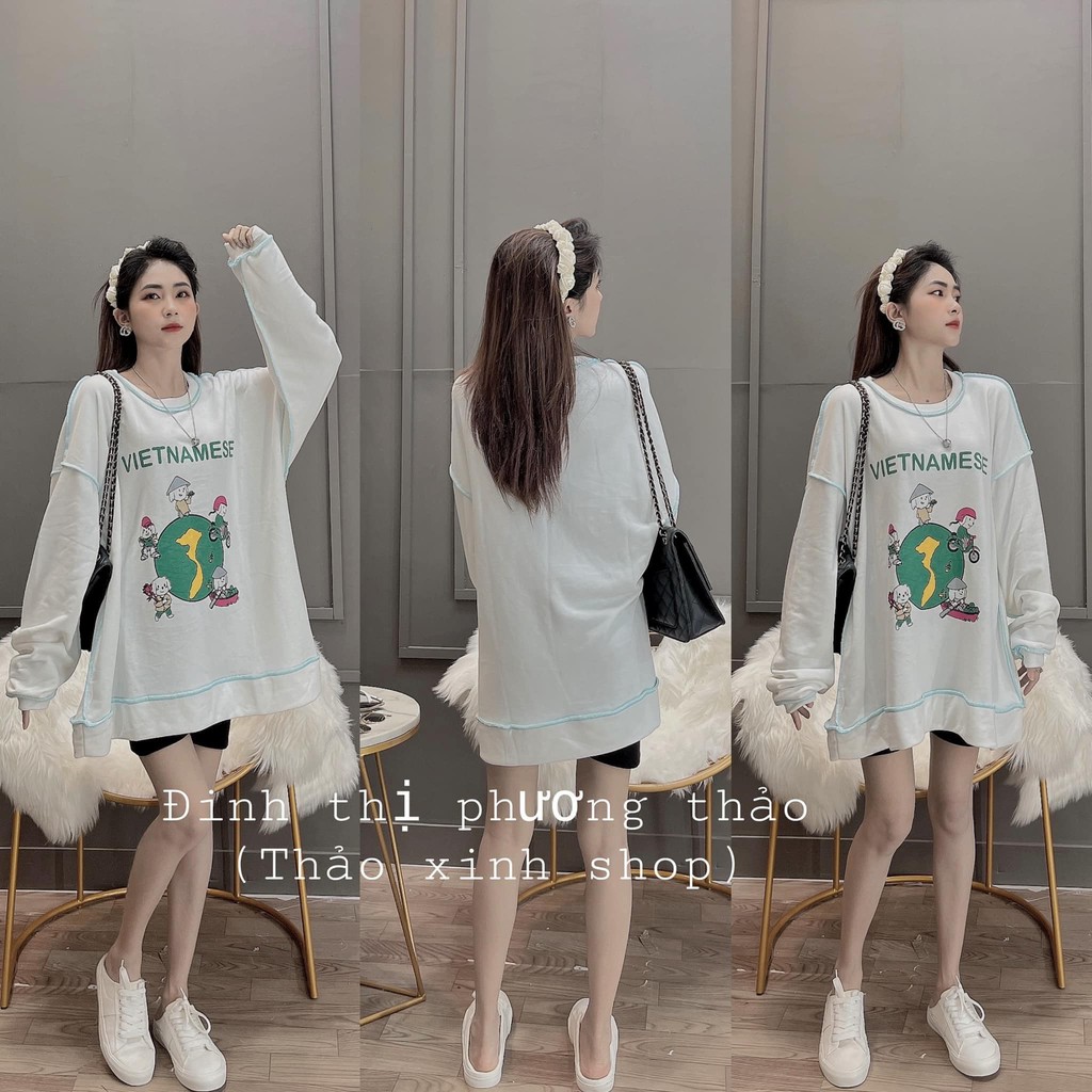 [FREESHIP 50K] Áo Nỉ Sweater Chỉ Nổi In Việt Nam 🇻🇳 Áo Nỉ Cổ Tròn Form Rộng Tay Bồng Unisex(kèm ảnh thật) | BigBuy360 - bigbuy360.vn