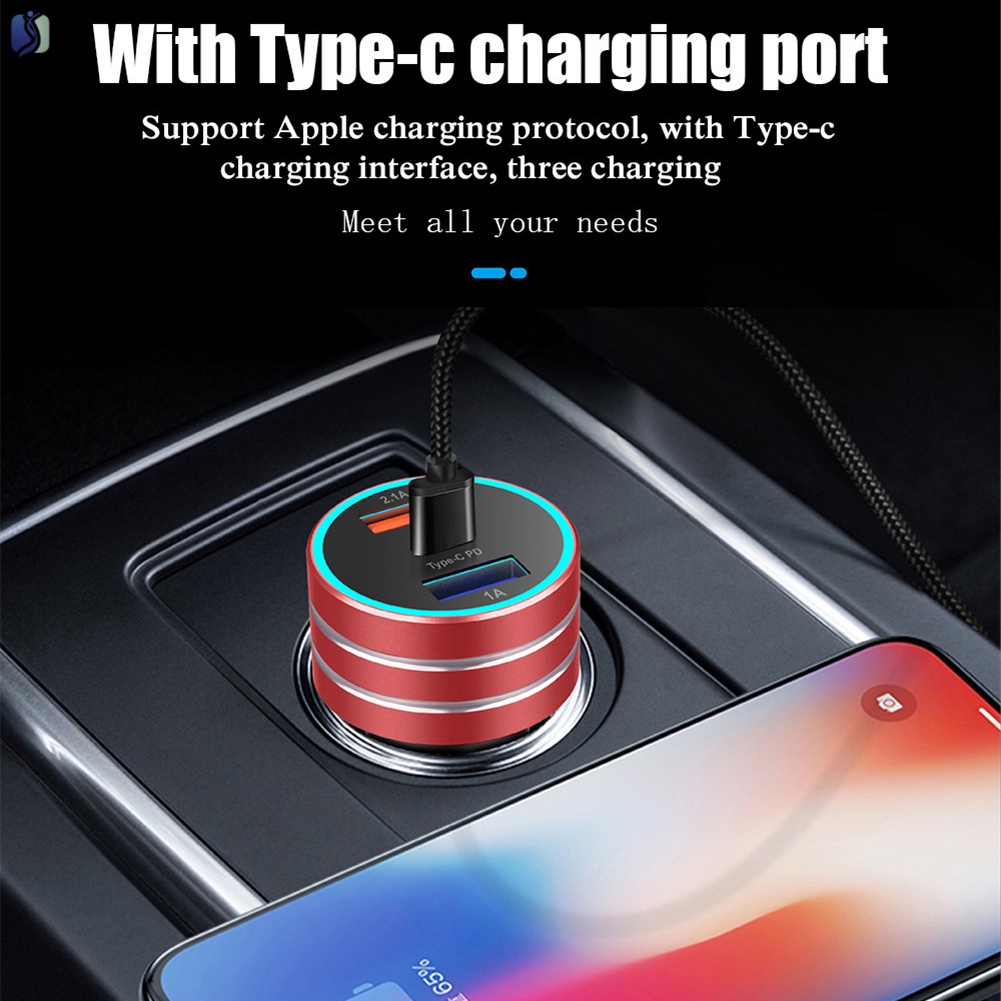 Tẩu Sạc Nhanh 3.1a Type-C Cho Xe Ô Tô