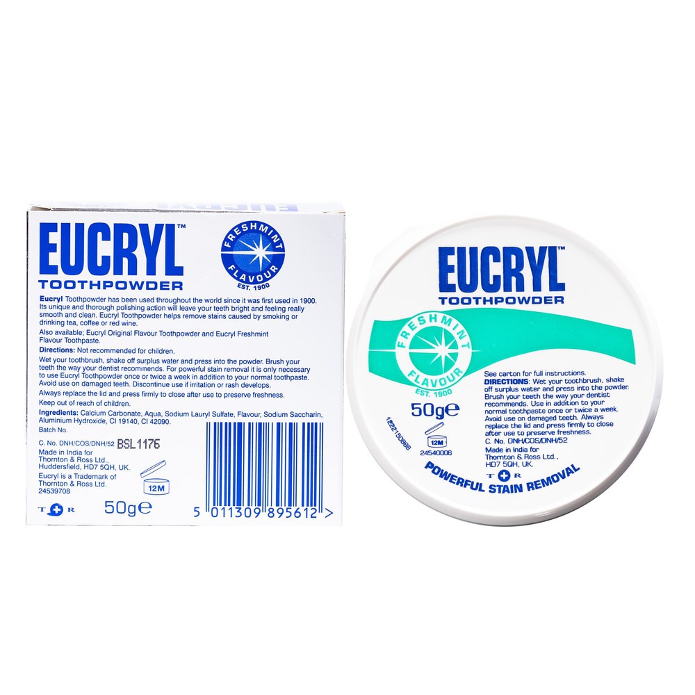 Bột Tẩy Trắng Răng Eucryl Toothpowder Freshmint 50g - Anh Quốc