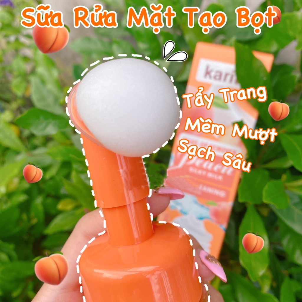 Sữa tẩy trang Karite kèm Đầu Cọ Peach Silky Milk Remover