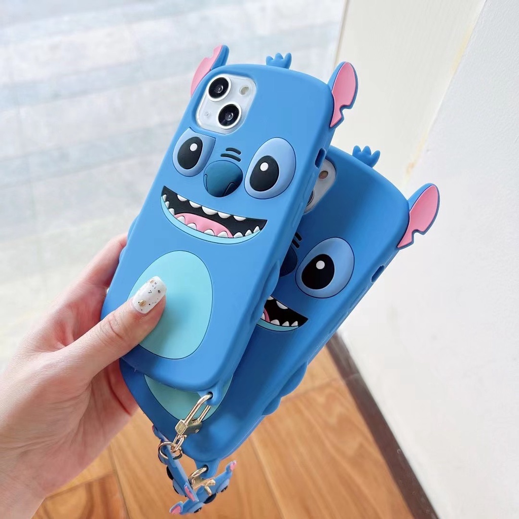 Ốp Điện Thoại Silicon Mềm Hình stitch 3D Có Móc Khóa Cho Iphone 14 pro max 14 plus 13 12 11 pro max xs max xr x 6 6s 7 8 plus