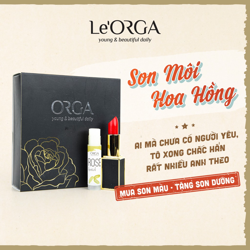 Son Môi Hoa Hồng Le'Orga - Rose Lipstick Không Chì Siêu Lì Không Trôi