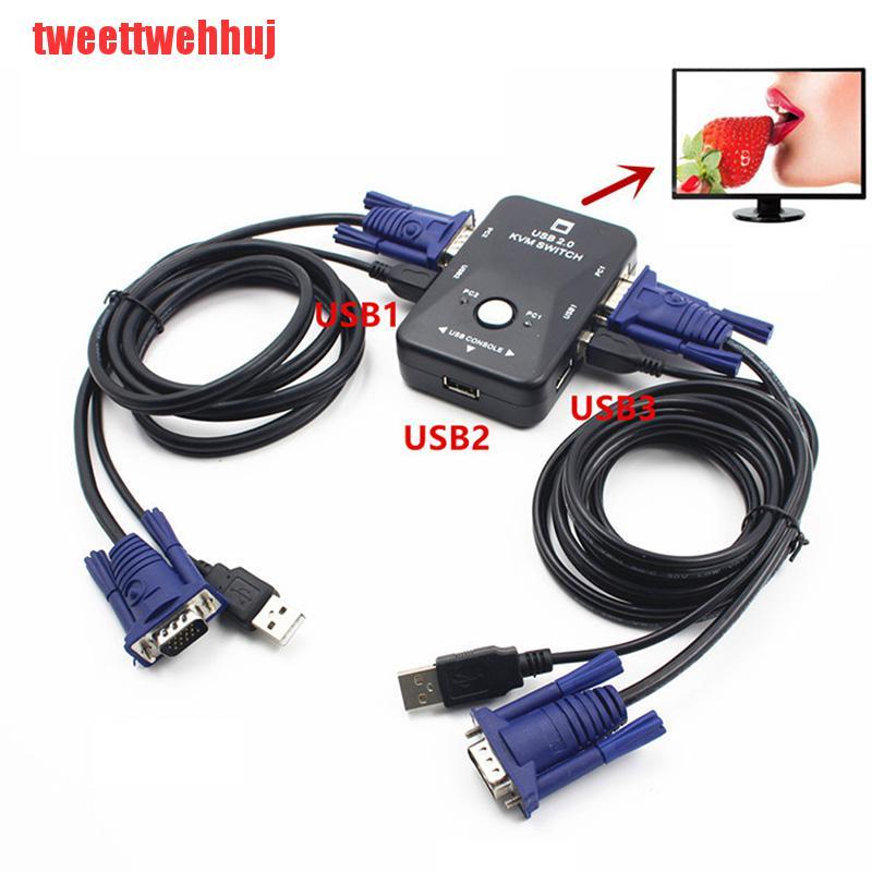 Hộp Chuyển Đổi 2 Cổng Usb Vga Kvm Cho Chuột Và Bàn Phím Máy Tính