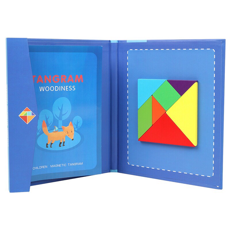 Ghép Hình Trí Tuệ Tangram - Trí Uẩn Bằng Gỗ Có Hình Mẫu Cho Bé Ghép Theo