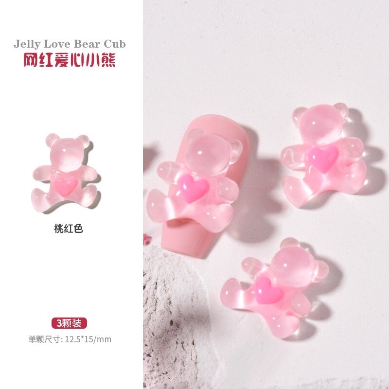 Charm Gấu Tim Trang Trí Móng