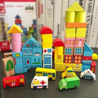Bộ đồ chơi gỗ thành phố