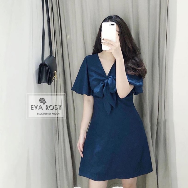 VÁY CỔ NƠ XANH THAN