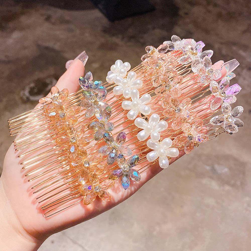 Lược Cài Tóc Bằng Acrylic Hình Hoa Phong Cách Hàn Quốc Ngọt Ngào Cho Bé Gái