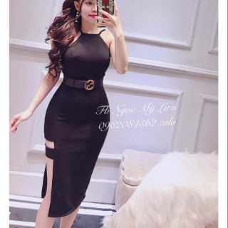 Đầm body bảng yếm xẻ đùi kiểu mới